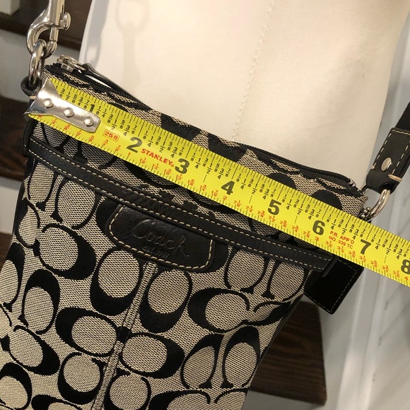 COACH Black Jacquard Signature C Top Zipper Swingaway Crossbody Adj Shoulder Bag - Picture 11 of 16